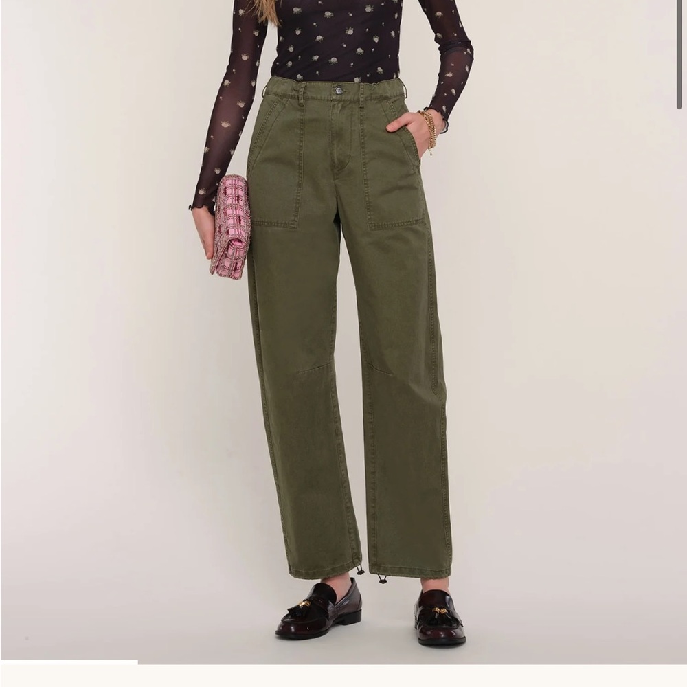 Olive Green High-Waisted Pants